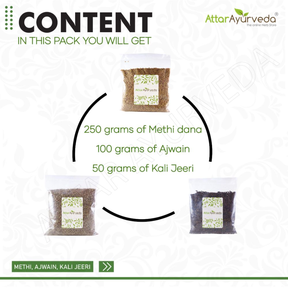 Methi, Ajwain, Kali Jeeri Combo Pack (400 grams)