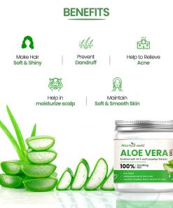 Pure and Natural Aloe Vera gel 200 ml | Enriched with Vitamin-E and Cucumber Extracts | Non-Sticky formula
