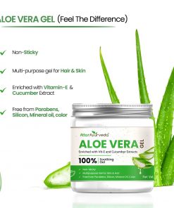 Pure and Natural Aloe Vera gel 200 ml | Enriched with Vitamin-E and Cucumber Extracts | Non-Sticky formula
