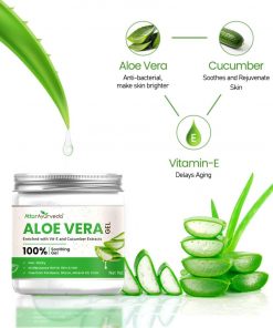 Pure and Natural Aloe Vera gel 200 ml | Enriched with Vitamin-E and Cucumber Extracts | Non-Sticky formula