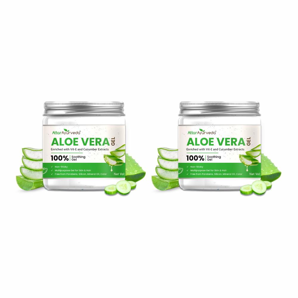 Pure and Natural Aloe Vera gel 200 ml | Enriched with Vitamin-E and Cucumber Extracts | Non-Sticky formula