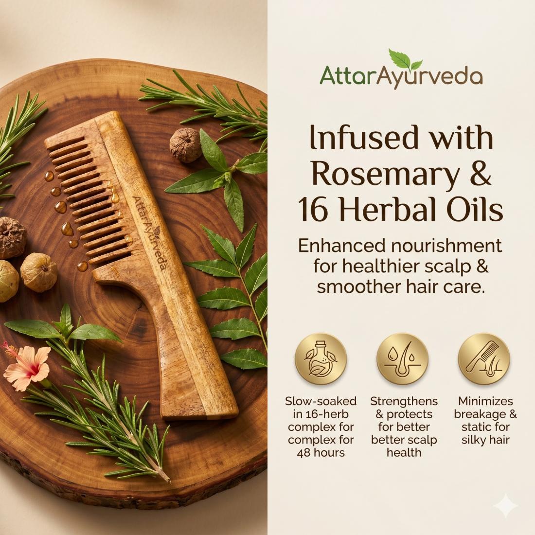 Attar Ayurveda Wooden Comb