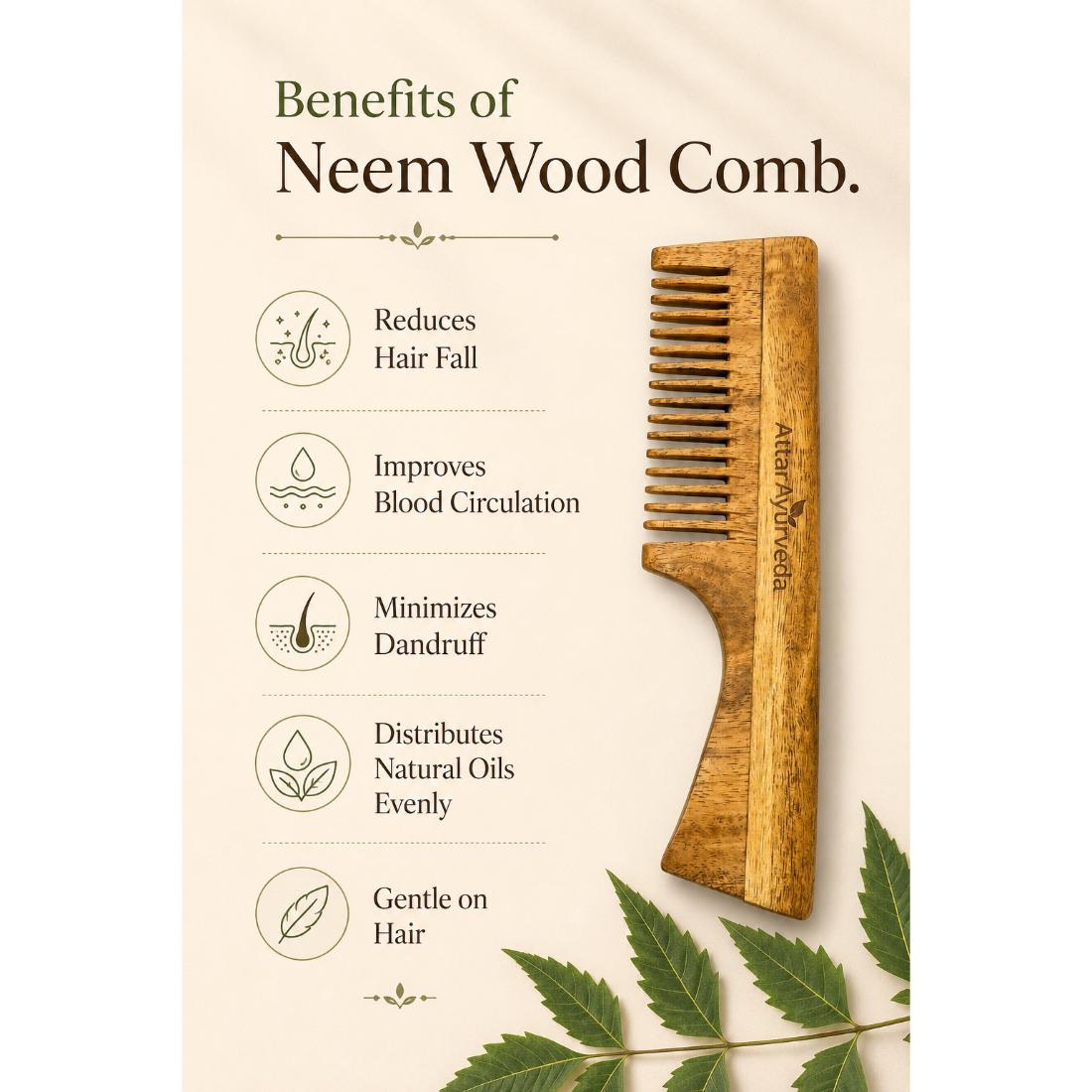 Attar Ayurveda Wooden Comb