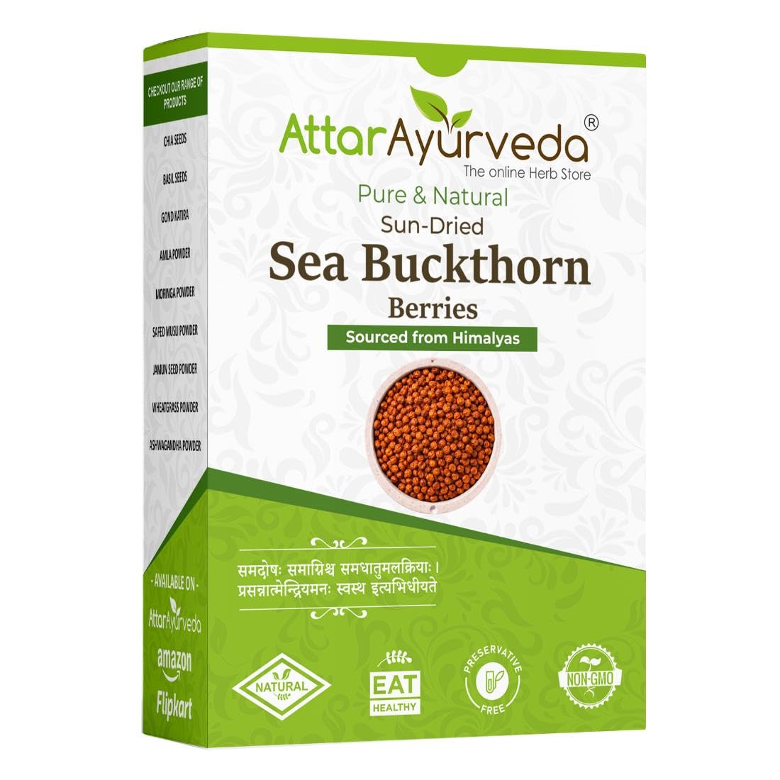 Himalayan Sea Buckthorn Berry (Sun-dried), Unsweetened Raw & Unprocessed